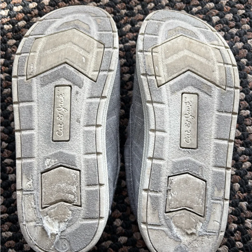 Cat & Jack Briar Casual Slip-On Gray Canvas Shoes Loafers Boys Size 13